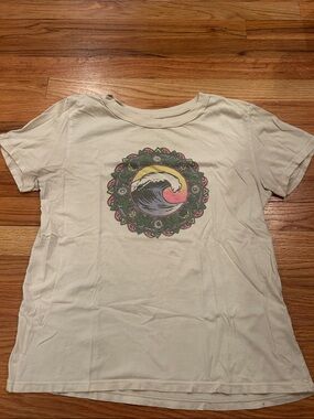 PacSun Cream Graphic Short Sleeve Tee with Multicolor Wave Mandala